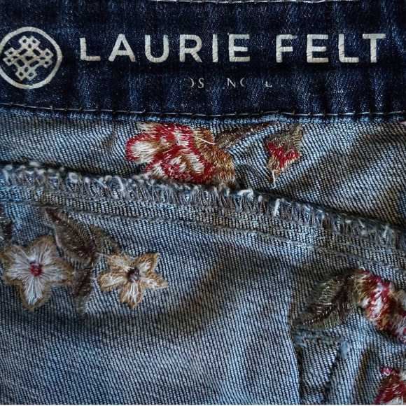 Laurie Felt | Classic Denim All-Over Floral Embroidered Slim Leg Jeans - Picture 8 of 15